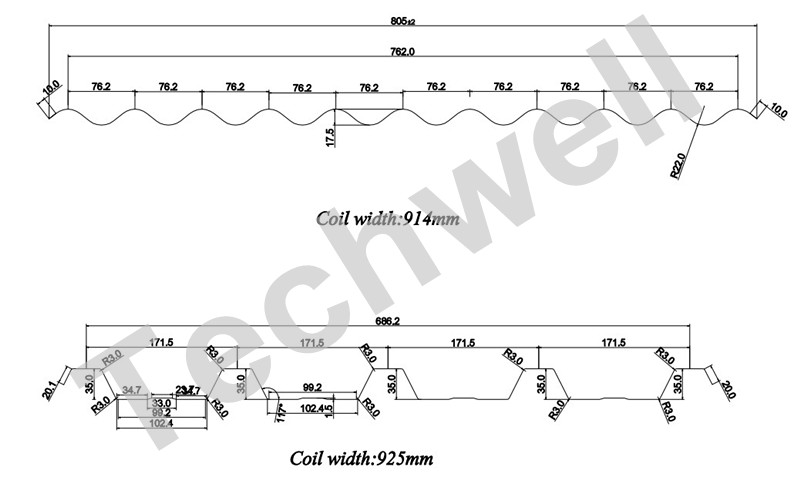 IBR, Corrugated Profile Drawings